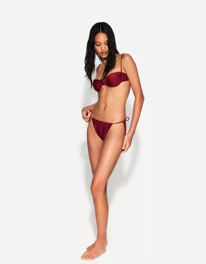 Burgundy bikini bottoms with bows