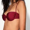 Burgundy gathered bikini top