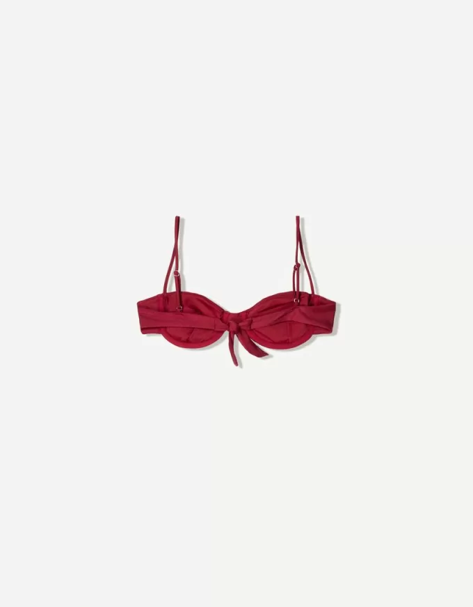 Burgundy gathered bikini top