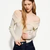 Cable-knit Bardot cardigan with zipper