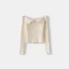 Cable-knit Bardot cardigan with zipper