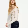 Cable-knit Bardot cardigan with zipper