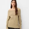 Cable-knit Bardot neckline sweater Cable-knit Bardot neckline sweater