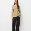 Cable-knit Bardot neckline sweater Cable-knit Bardot neckline sweater