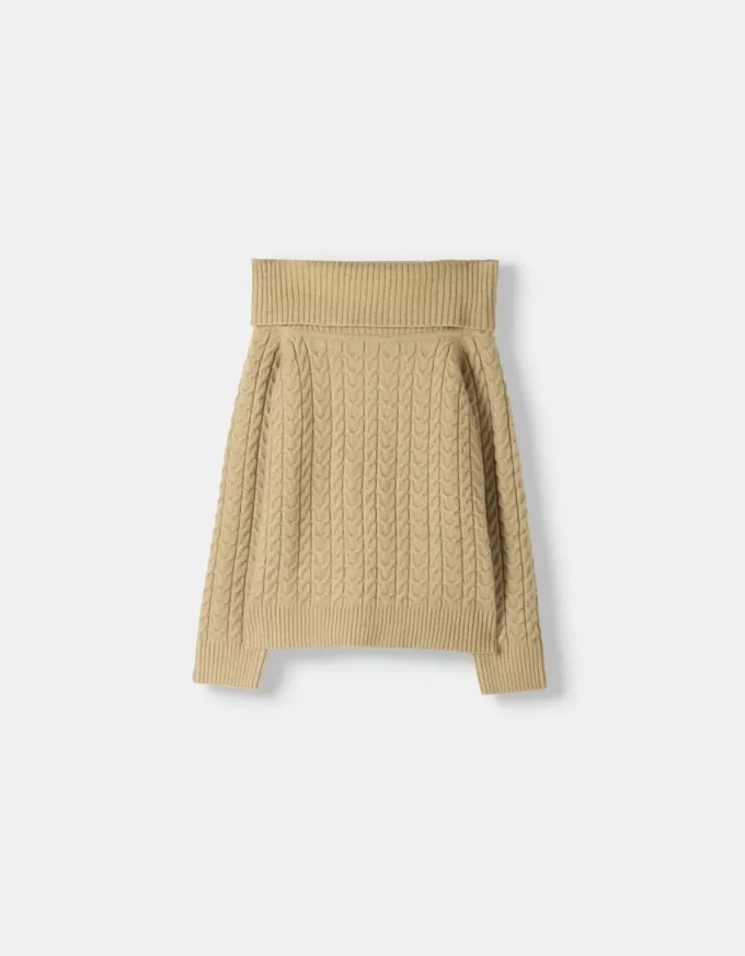 Cable-knit Bardot neckline sweater Cable-knit Bardot neckline sweater