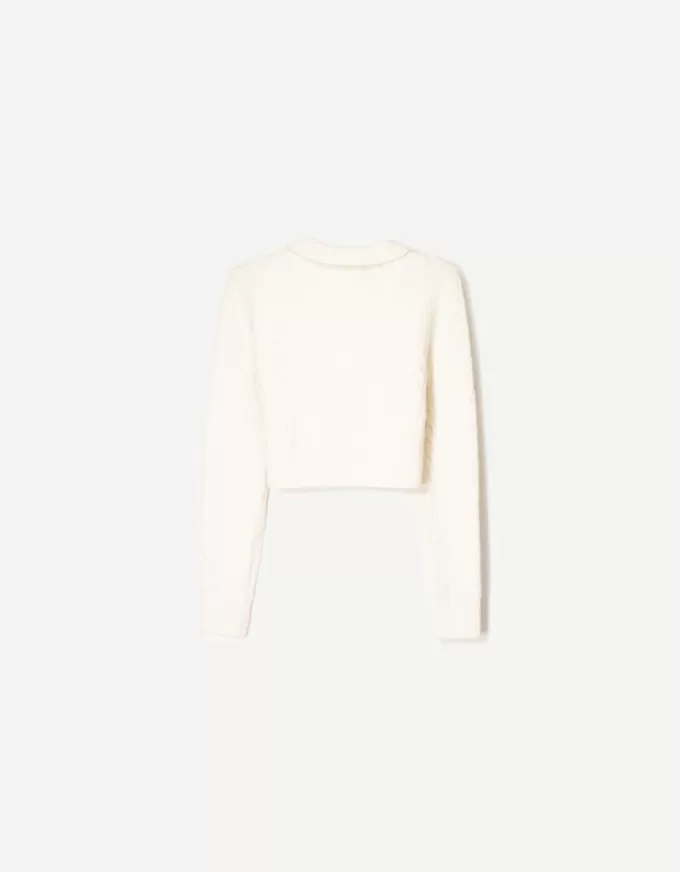 Cable-knit polo collar sweater Cable-knit polo collar sweater