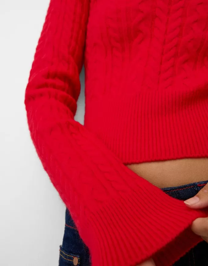 Cable-knit polo collar sweater Cable-knit polo collar sweater