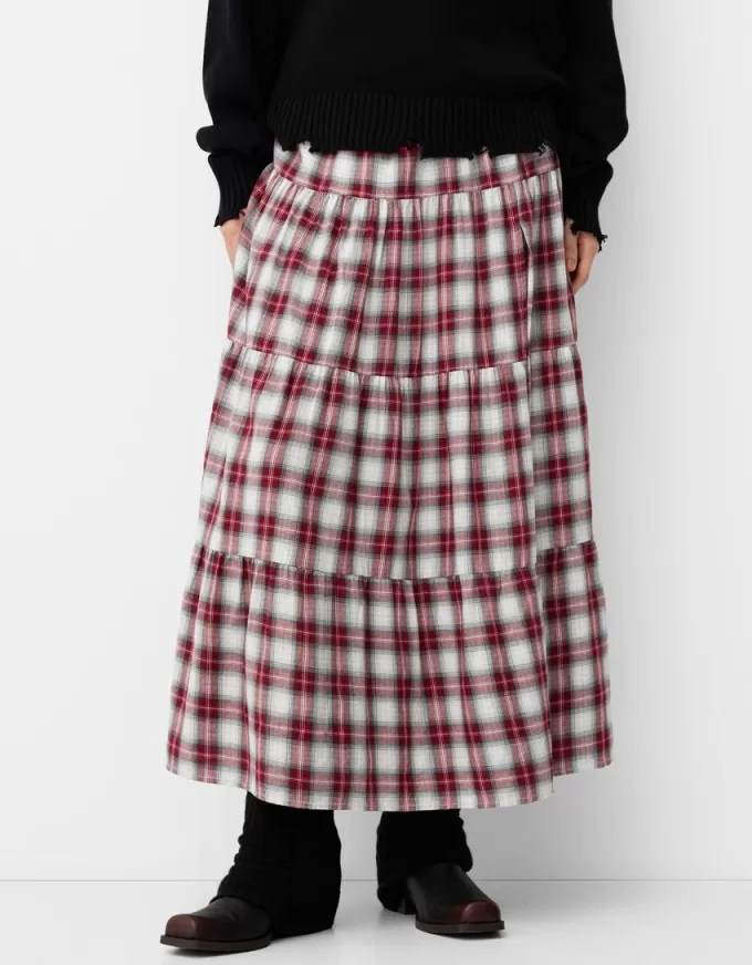 Check midi skirt
