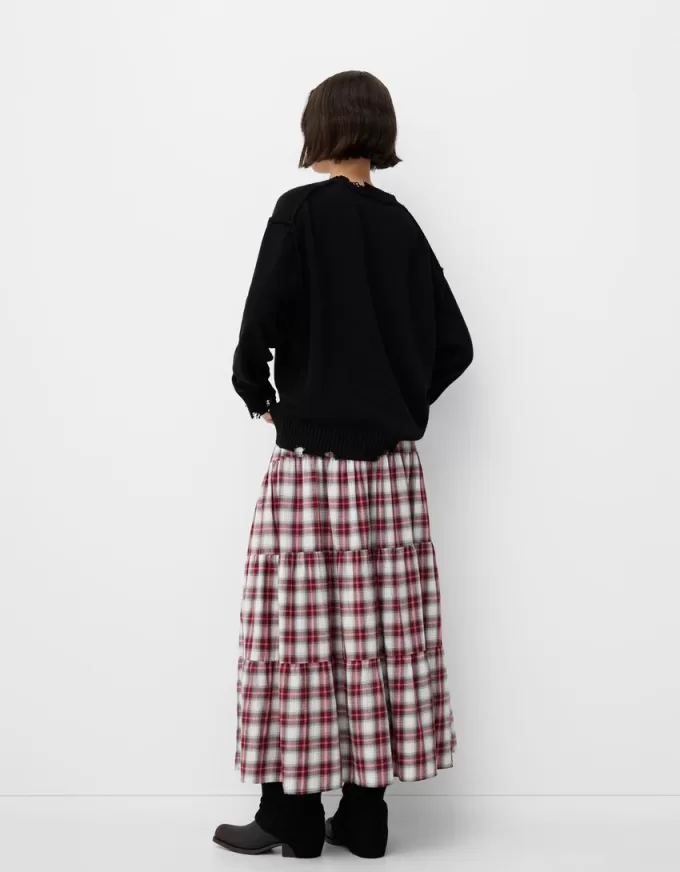 Check midi skirt