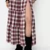 Check midi skirt