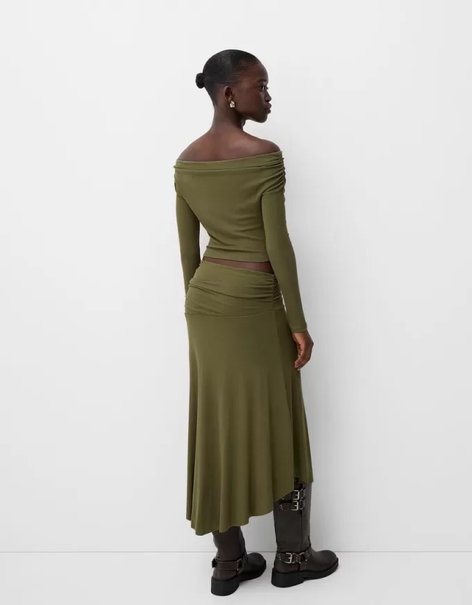 Chunky knit midi skirt