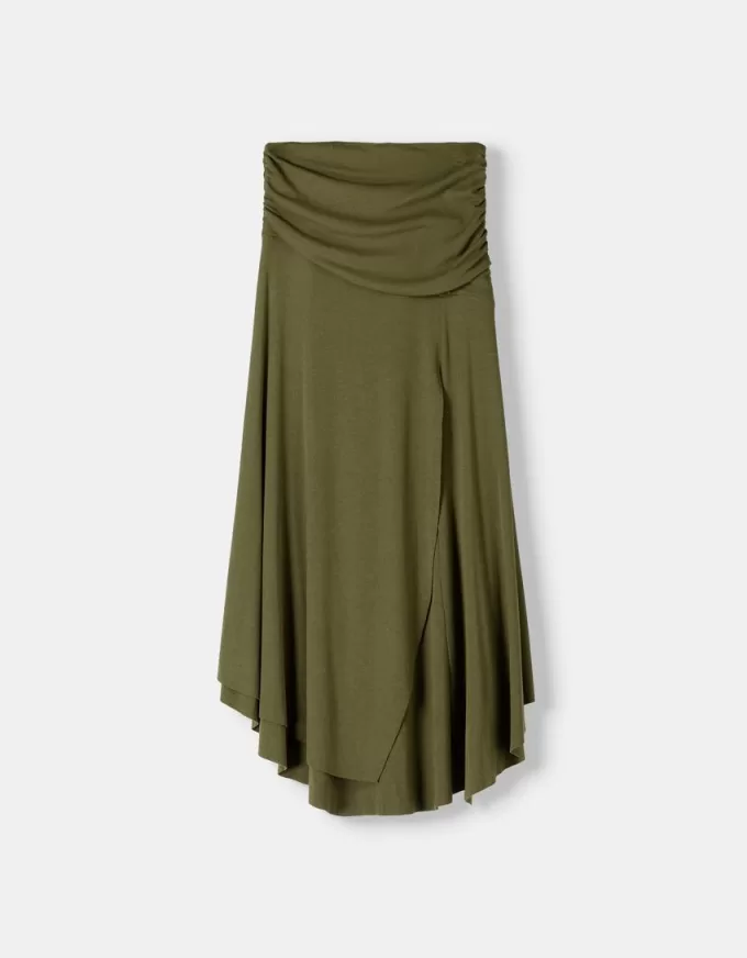 Chunky knit midi skirt