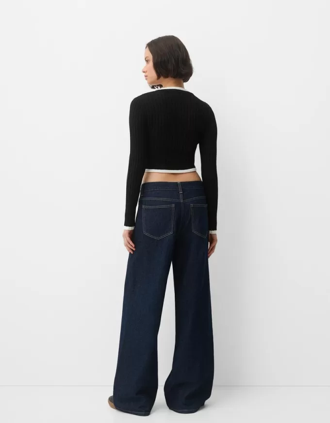 Contrast ribbed sweater