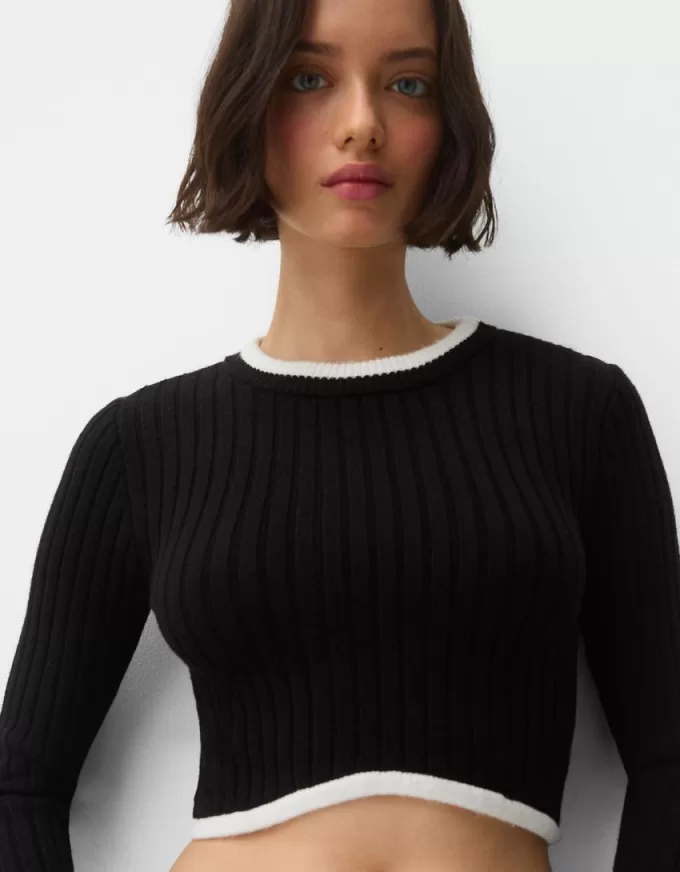 Contrast ribbed sweater
