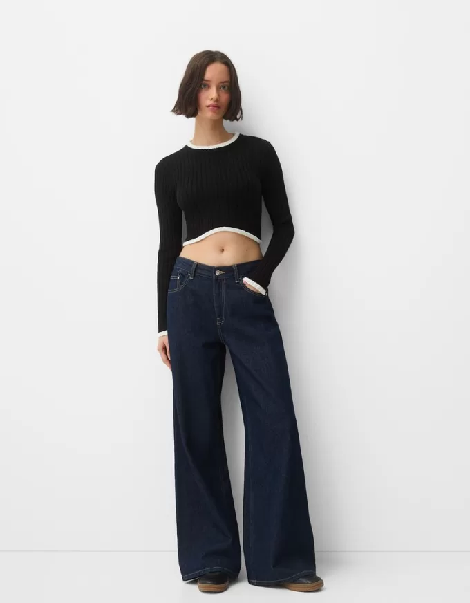 Contrast ribbed sweater