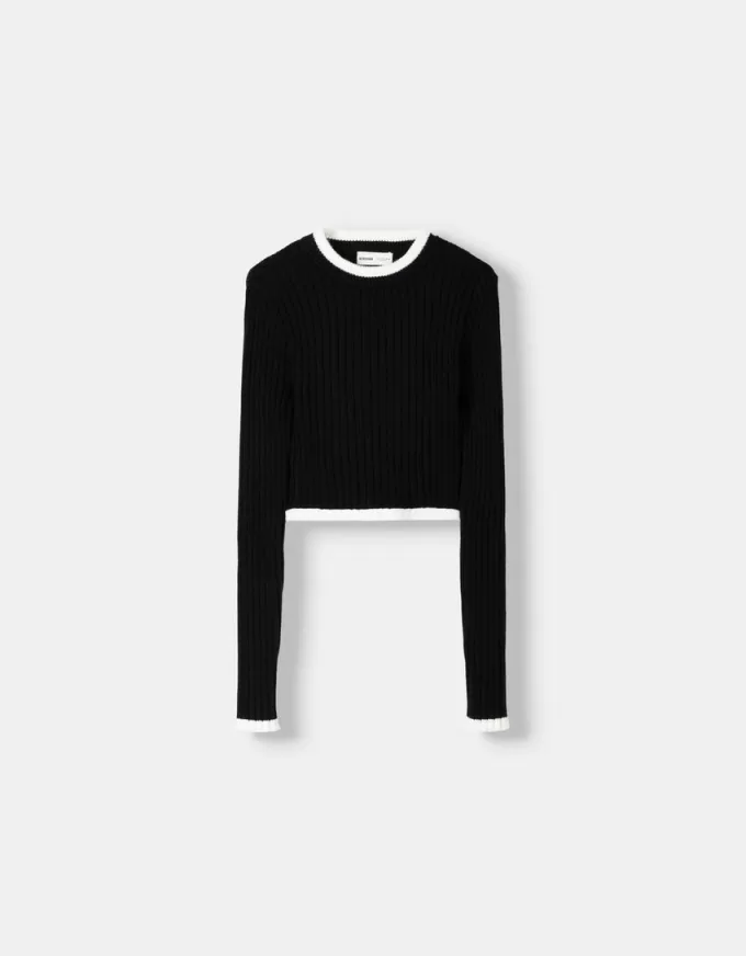 Contrast ribbed sweater