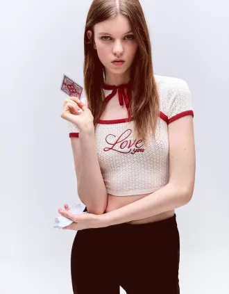 Contrast short sleeve sweater