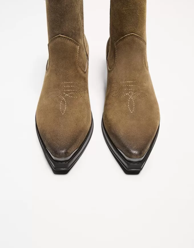 Cowboy ankle boots with metallic toe