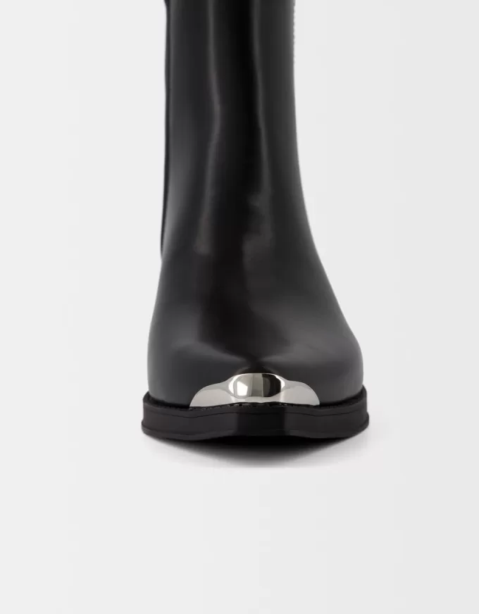 Cowboy ankle boots with metallic toe