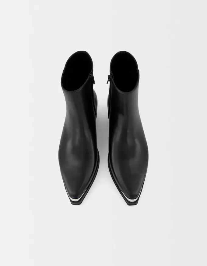 Cowboy ankle boots with metallic toe