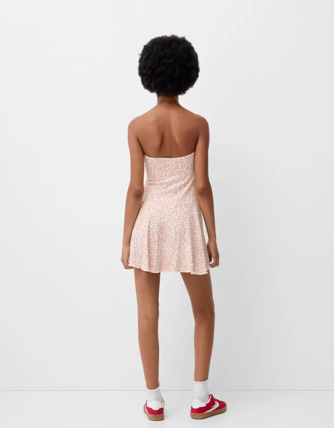 Crepe bandeau mini dress