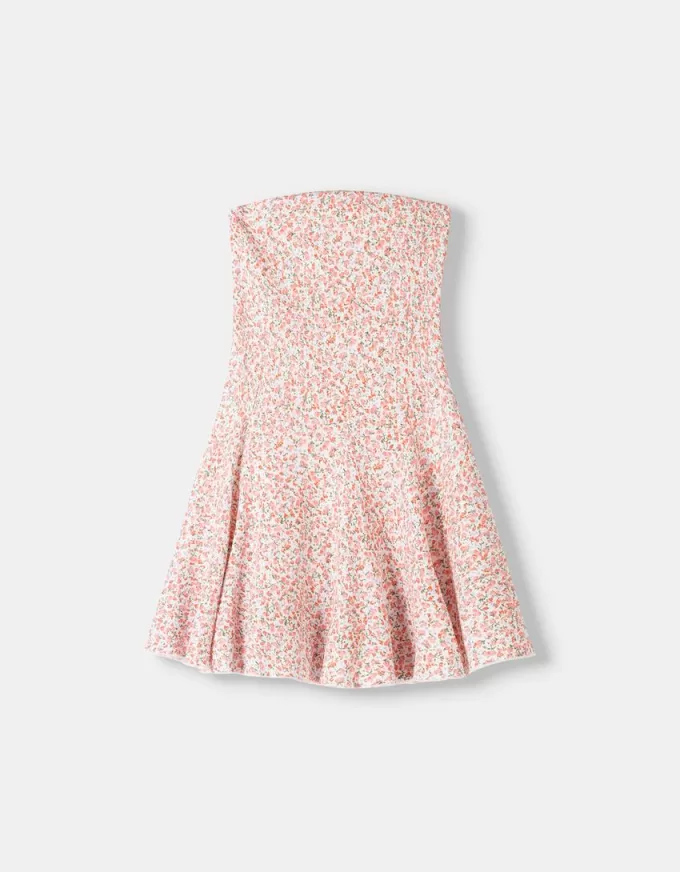 Crepe bandeau mini dress