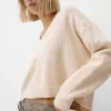 Cropped V-neck sweater