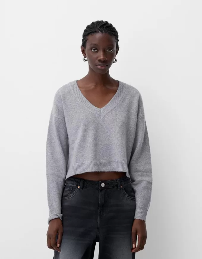 Cropped V-neck sweater Cropped V-neck sweater