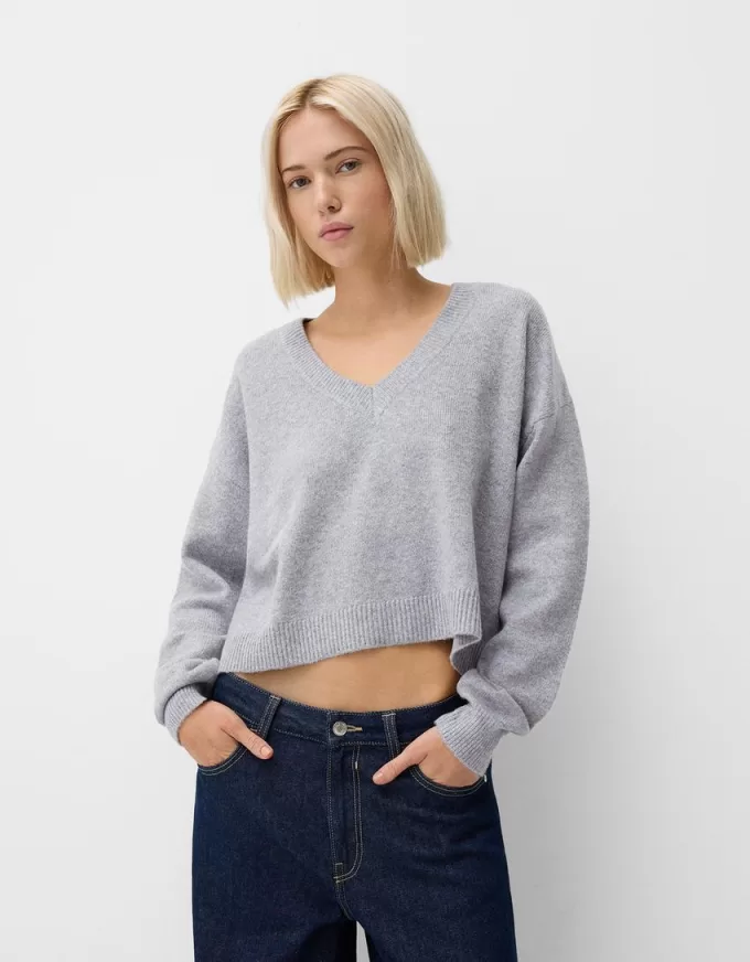 Cropped V-neck sweater Cropped V-neck sweater
