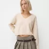 Cropped V-neck sweater