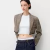 Cropped blazer with frayed hem
