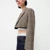 Cropped blazer with frayed hem