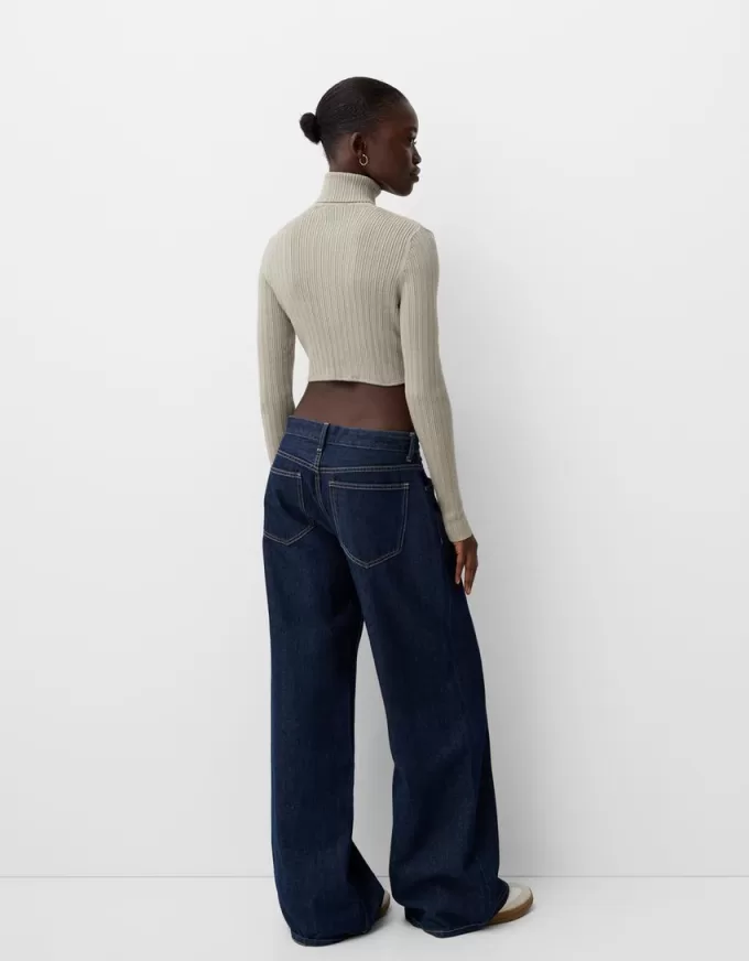 Cropped high neck ribbed sweater Cropped high neck ribbed sweater