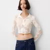 Cropped jacquard shirt