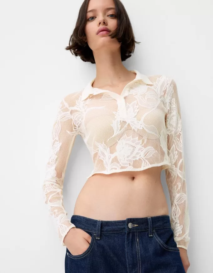 Cropped jacquard shirt