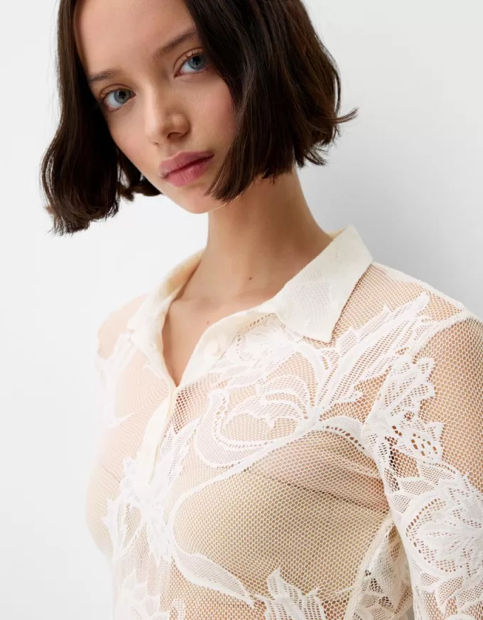 Cropped jacquard shirt