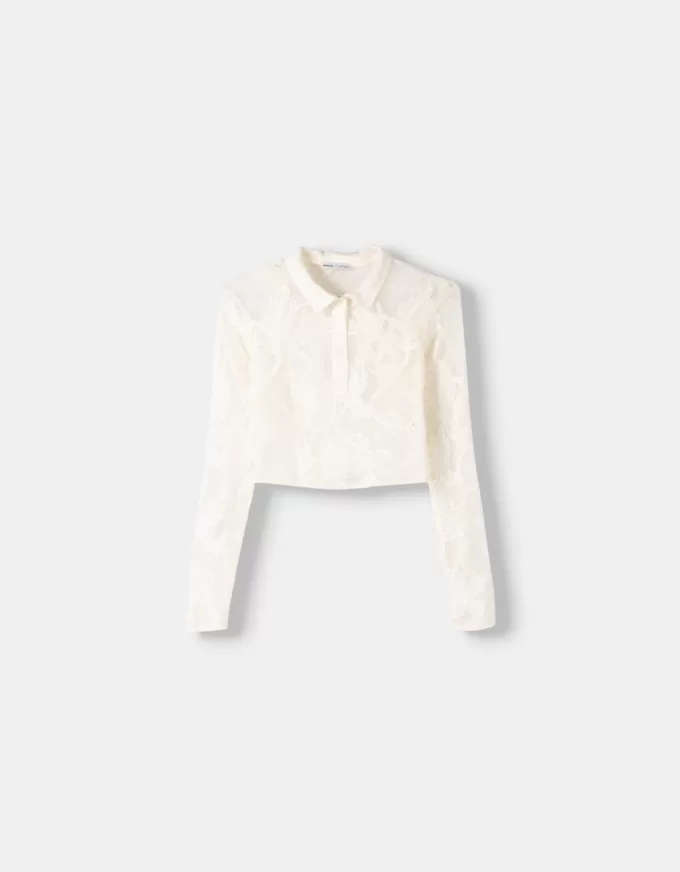 Cropped jacquard shirt