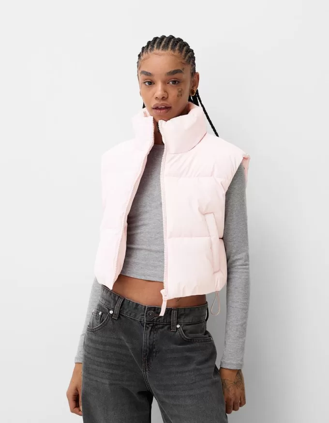 Cropped puffer vest