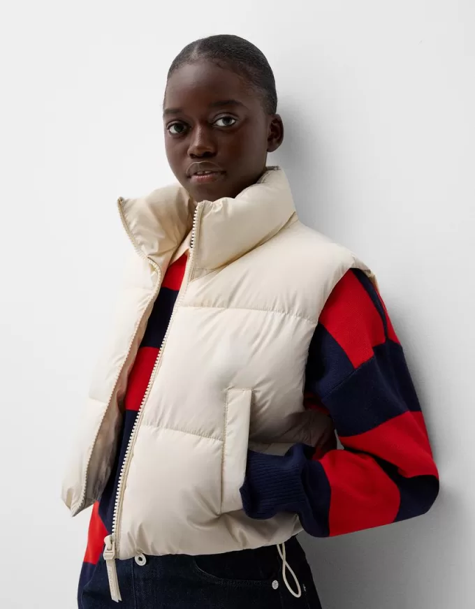 Cropped puffer vest