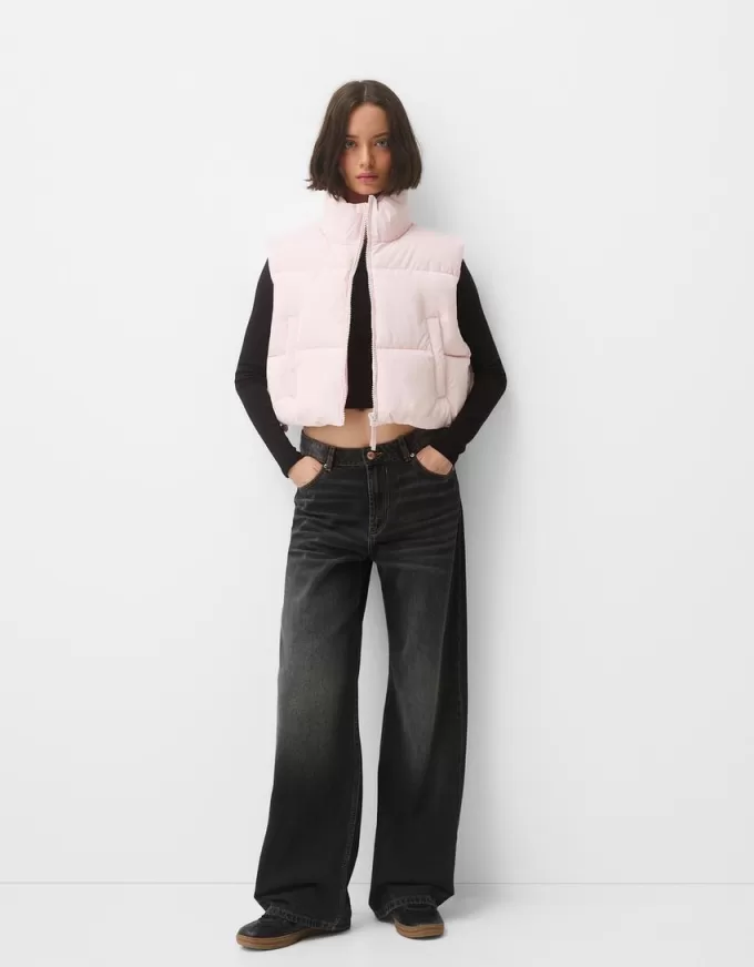 Cropped puffer vest