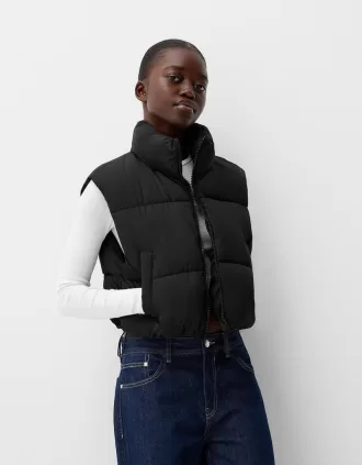 Cropped puffer vest