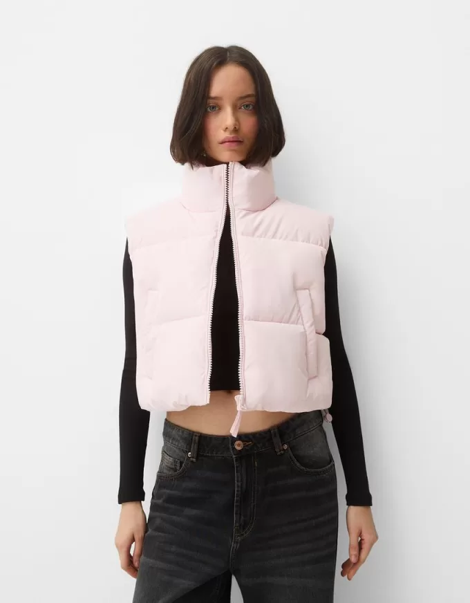 Cropped puffer vest
