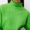 Cropped ribbed oversize high neck sweater