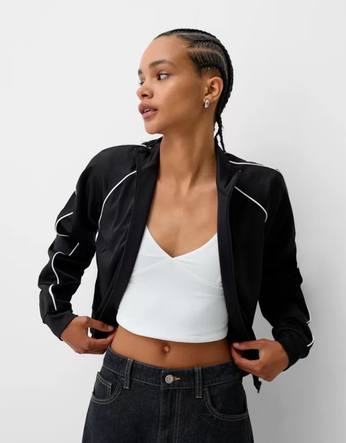 Cropped sweatshirt with zipper