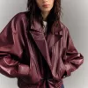Crossover leather effect jacket