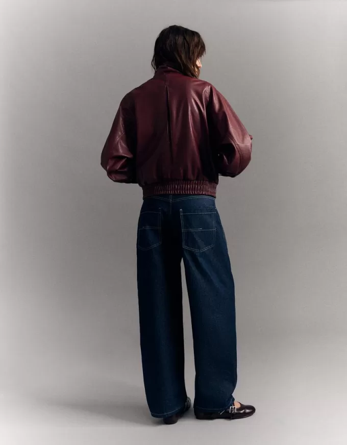 Crossover leather effect jacket