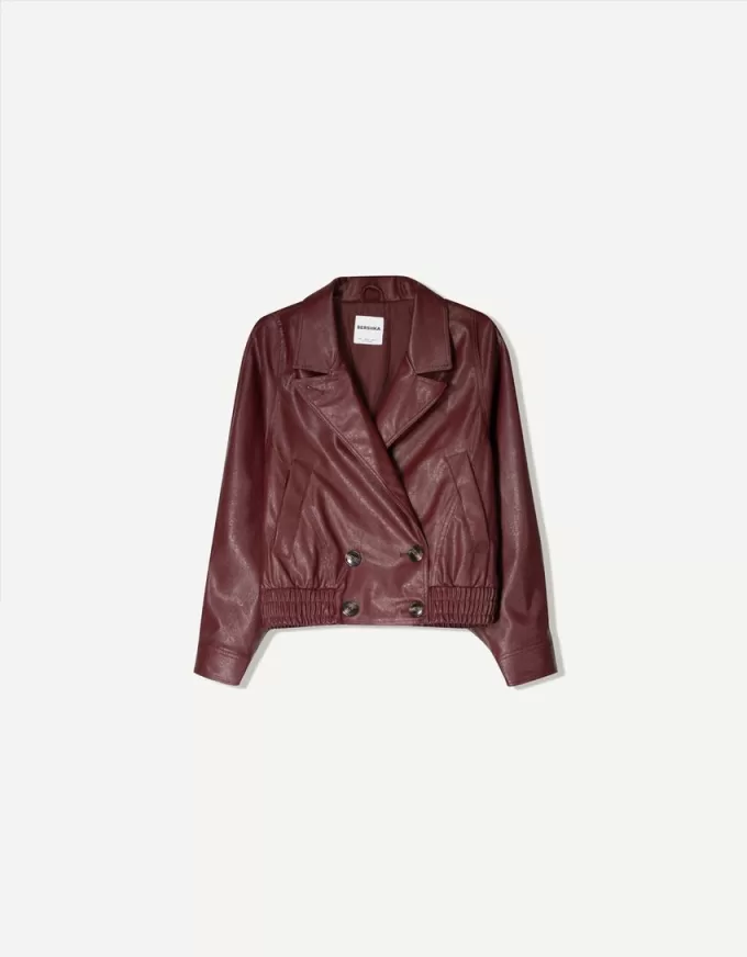 Crossover leather effect jacket