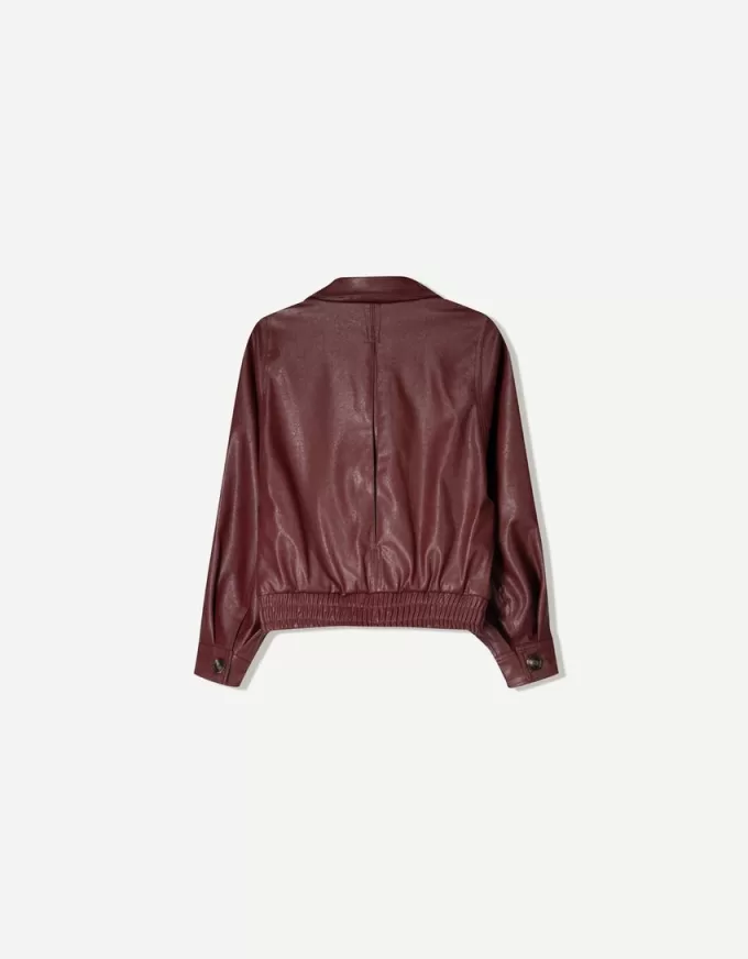 Crossover leather effect jacket