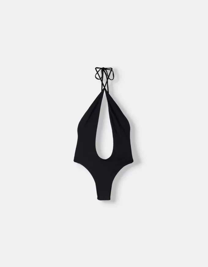 Cut out halter neck swimsuit