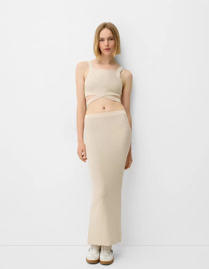 Cut-out midi skirt